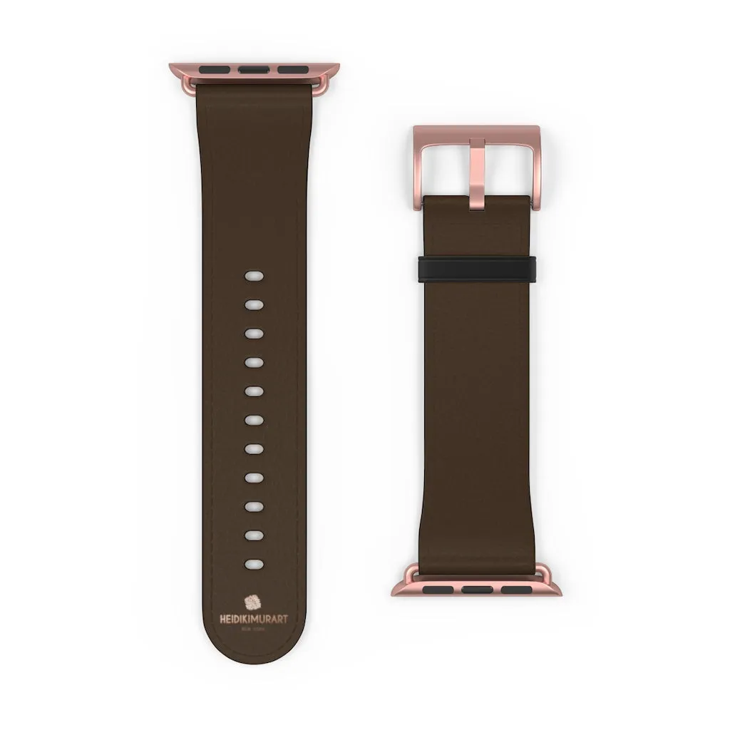 Dark Brown Solid Color Print 38mm/42mm Watch Band For Apple Watch- Made in USA