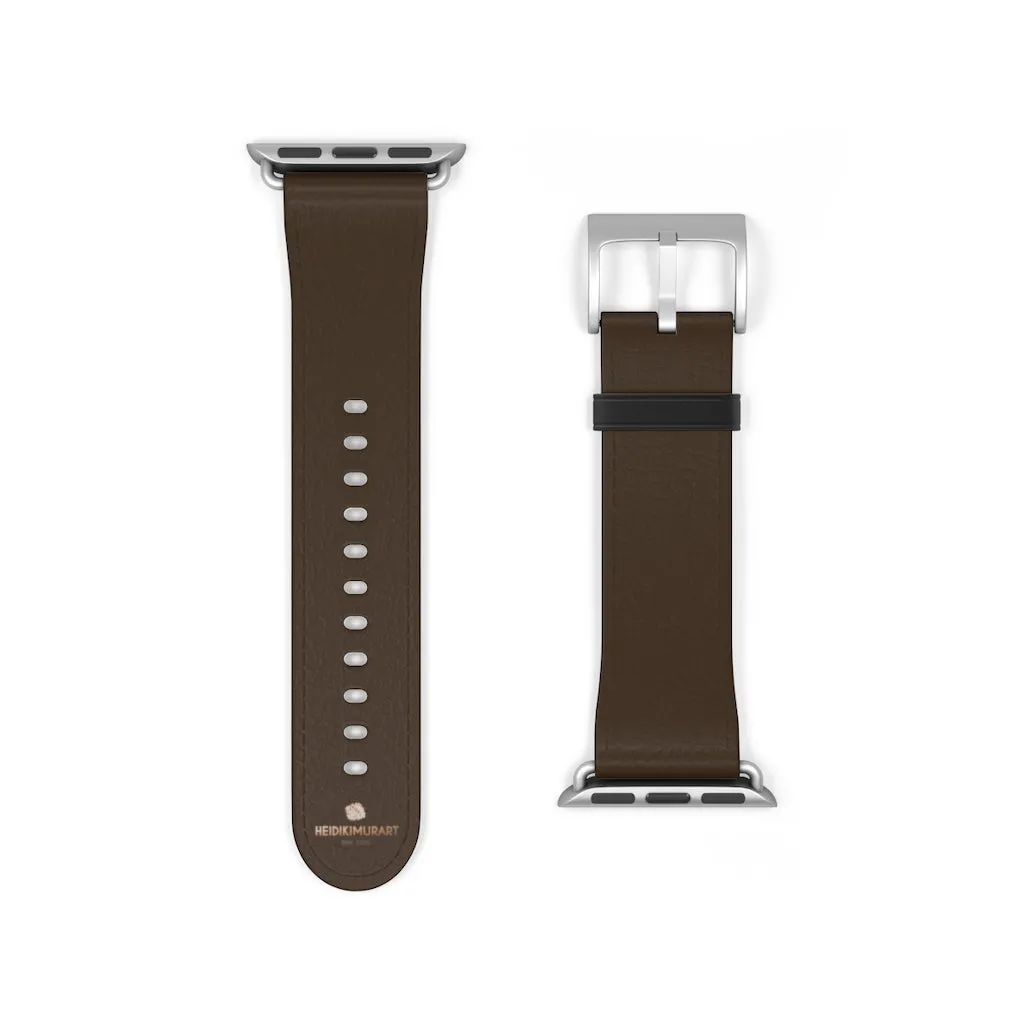 Dark Brown Solid Color Print 38mm/42mm Watch Band For Apple Watch- Made in USA