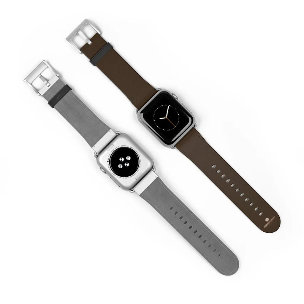 Dark Brown Solid Color Print 38mm/42mm Watch Band For Apple Watch- Made in USA