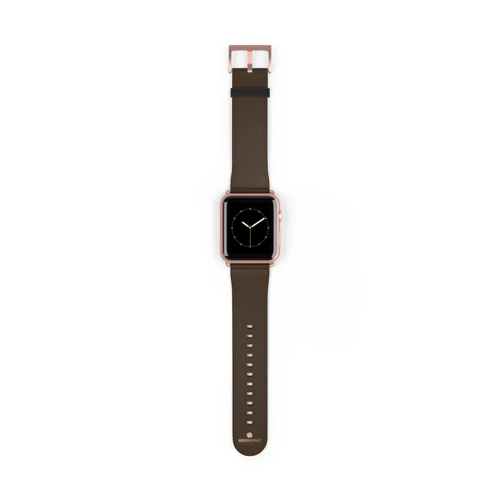 Dark Brown Solid Color Print 38mm/42mm Watch Band For Apple Watch- Made in USA
