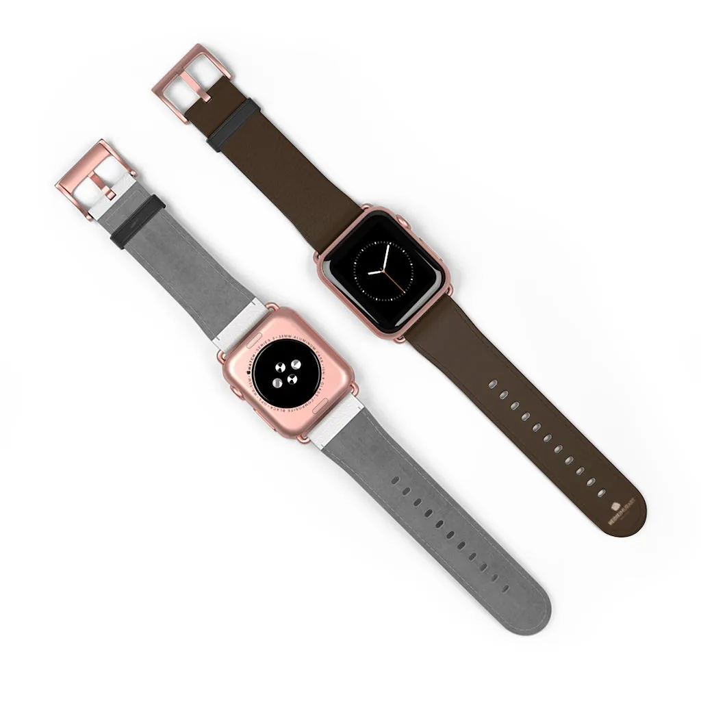 Dark Brown Solid Color Print 38mm/42mm Watch Band For Apple Watch- Made in USA