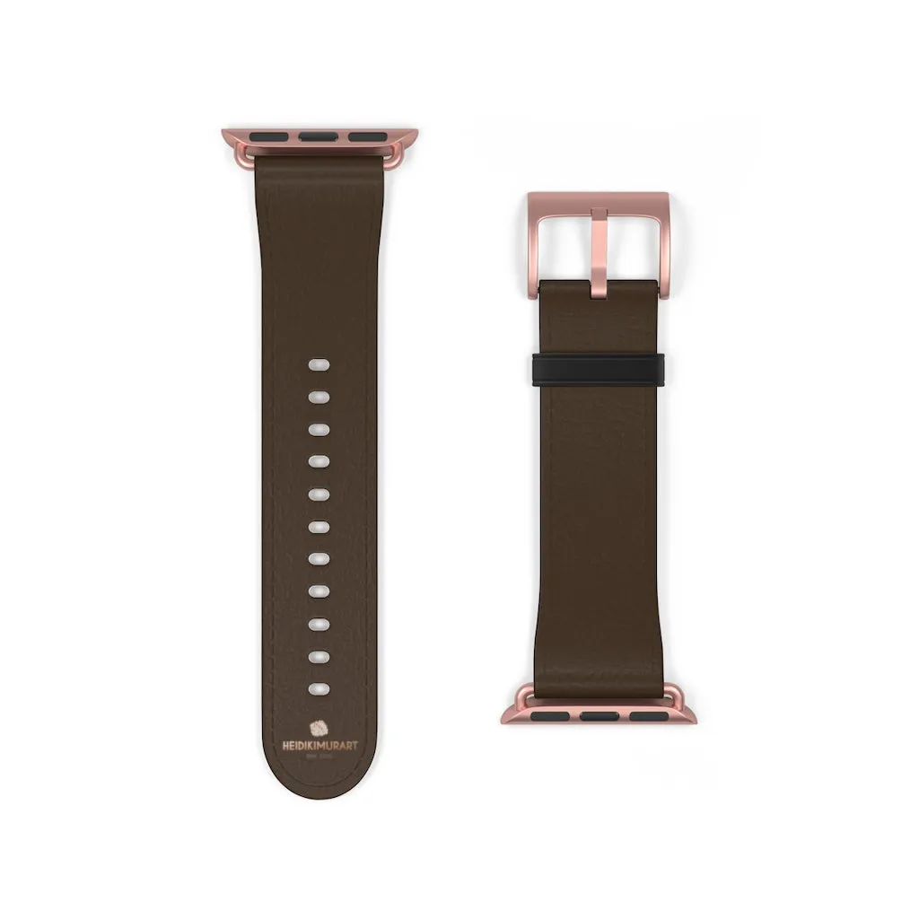 Dark Brown Solid Color Print 38mm/42mm Watch Band For Apple Watch- Made in USA