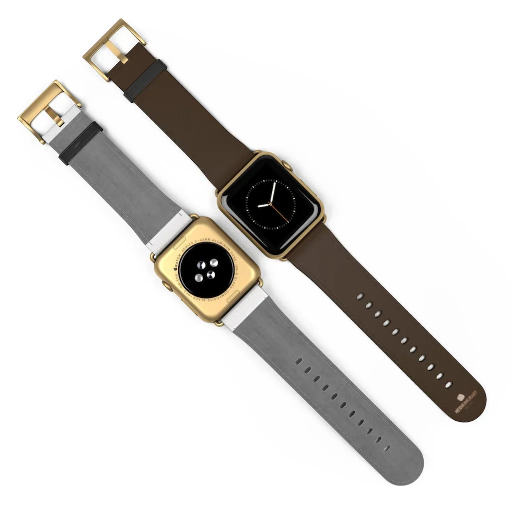 Dark Brown Solid Color Print 38mm/42mm Watch Band For Apple Watch- Made in USA