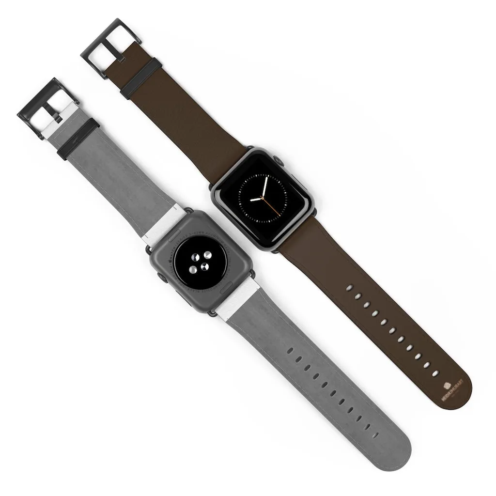 Dark Brown Solid Color Print 38mm/42mm Watch Band For Apple Watch- Made in USA