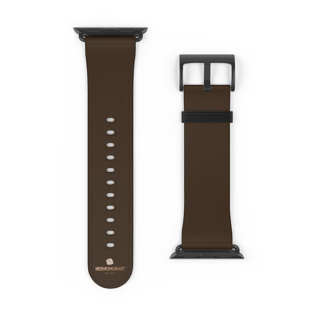 Dark Brown Solid Color Print 38mm/42mm Watch Band For Apple Watch- Made in USA