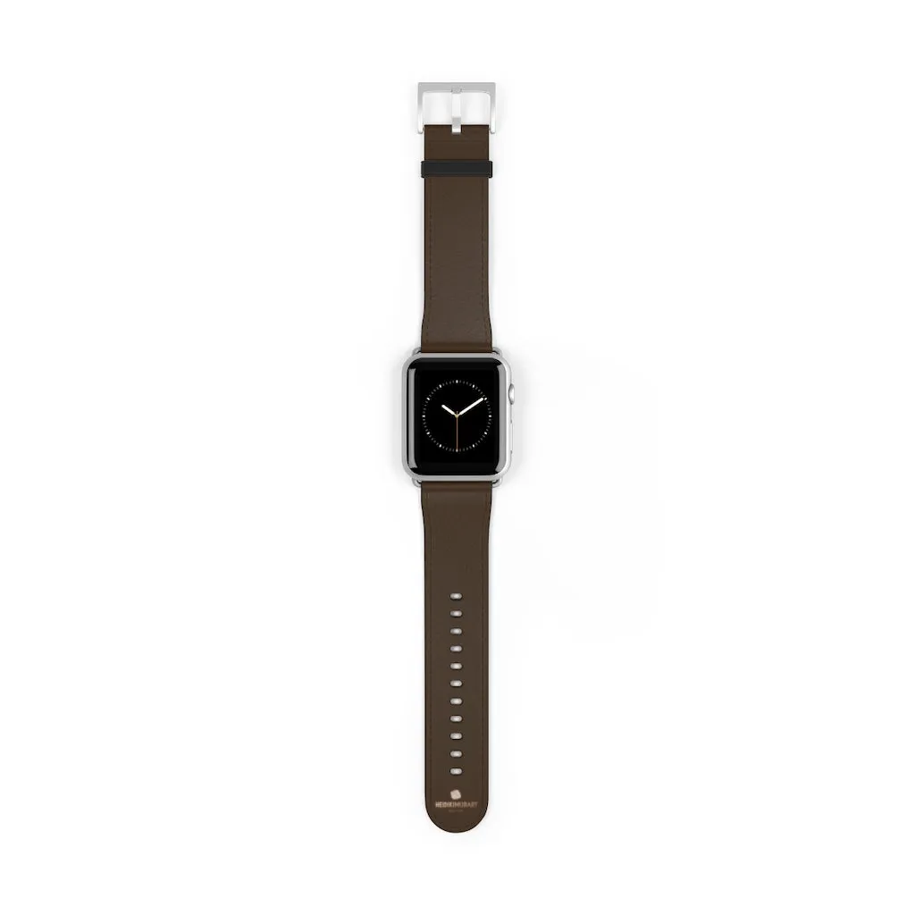 Dark Brown Solid Color Print 38mm/42mm Watch Band For Apple Watch- Made in USA
