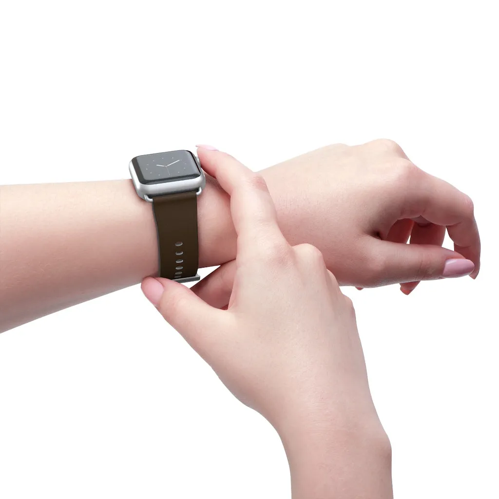 Dark Brown Solid Color Print 38mm/42mm Watch Band For Apple Watch- Made in USA