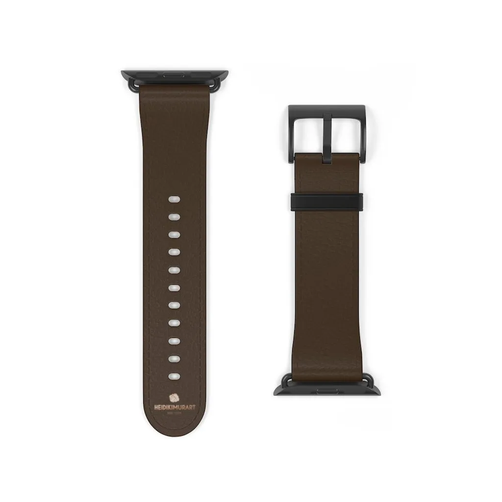 Dark Brown Solid Color Print 38mm/42mm Watch Band For Apple Watch- Made in USA