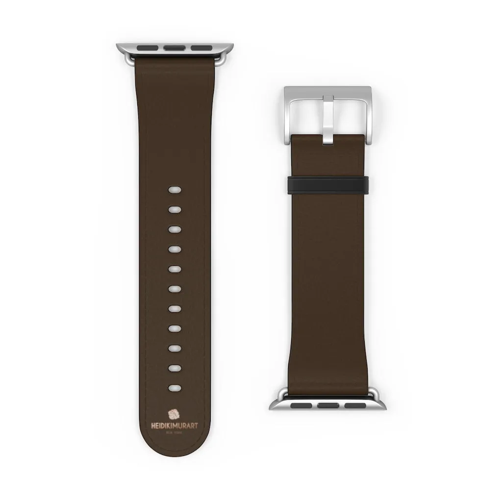Dark Brown Solid Color Print 38mm/42mm Watch Band For Apple Watch- Made in USA