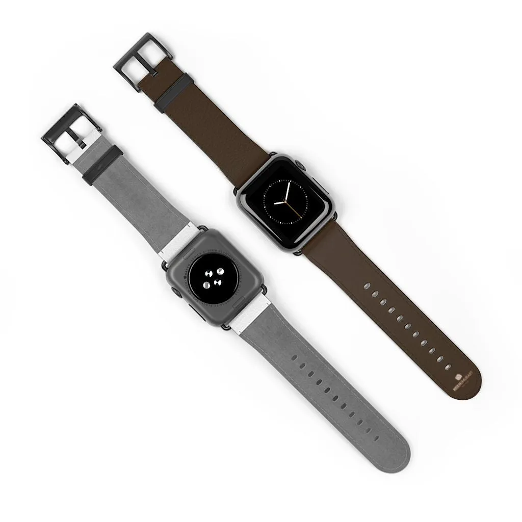 Dark Brown Solid Color Print 38mm/42mm Watch Band For Apple Watch- Made in USA