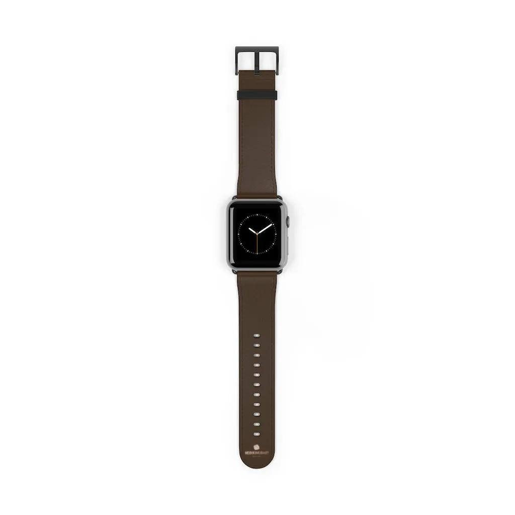 Dark Brown Solid Color Print 38mm/42mm Watch Band For Apple Watch- Made in USA