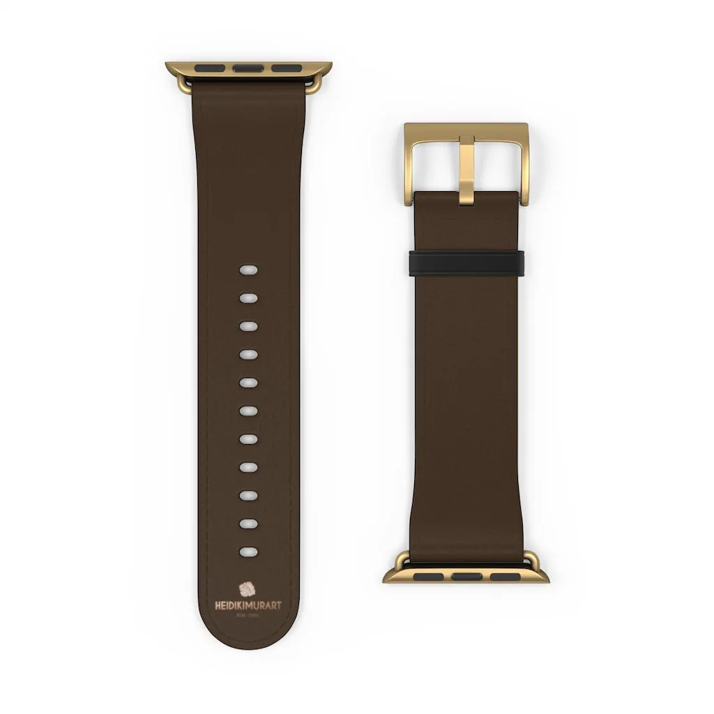 Dark Brown Solid Color Print 38mm/42mm Watch Band For Apple Watch- Made in USA