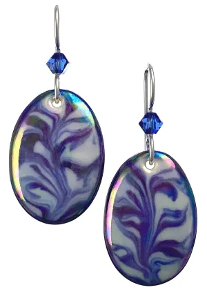 Deep, Medium, & Light Blue on White Dangle Earrings, Sterling Silver Wires, Bridal Jewelry