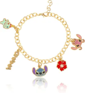Disney Women’s Stitch Charm Bracelets – Officially Licensed Flash-Plated Fashion Jewelry Stitch Charms