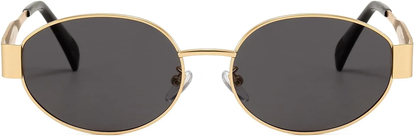 Dollger Oval Sunglasses for Women Vintage Metal Frame Glasses Anti Reflective Retro Eyeglasses Unisex