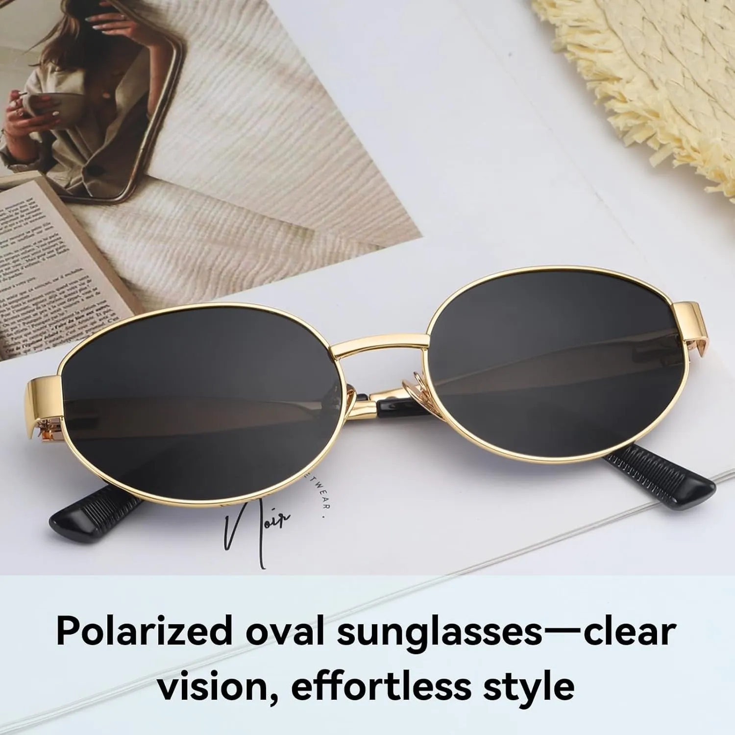 Dollger Oval Sunglasses for Women Vintage Metal Frame Glasses Anti Reflective Retro Eyeglasses Unisex