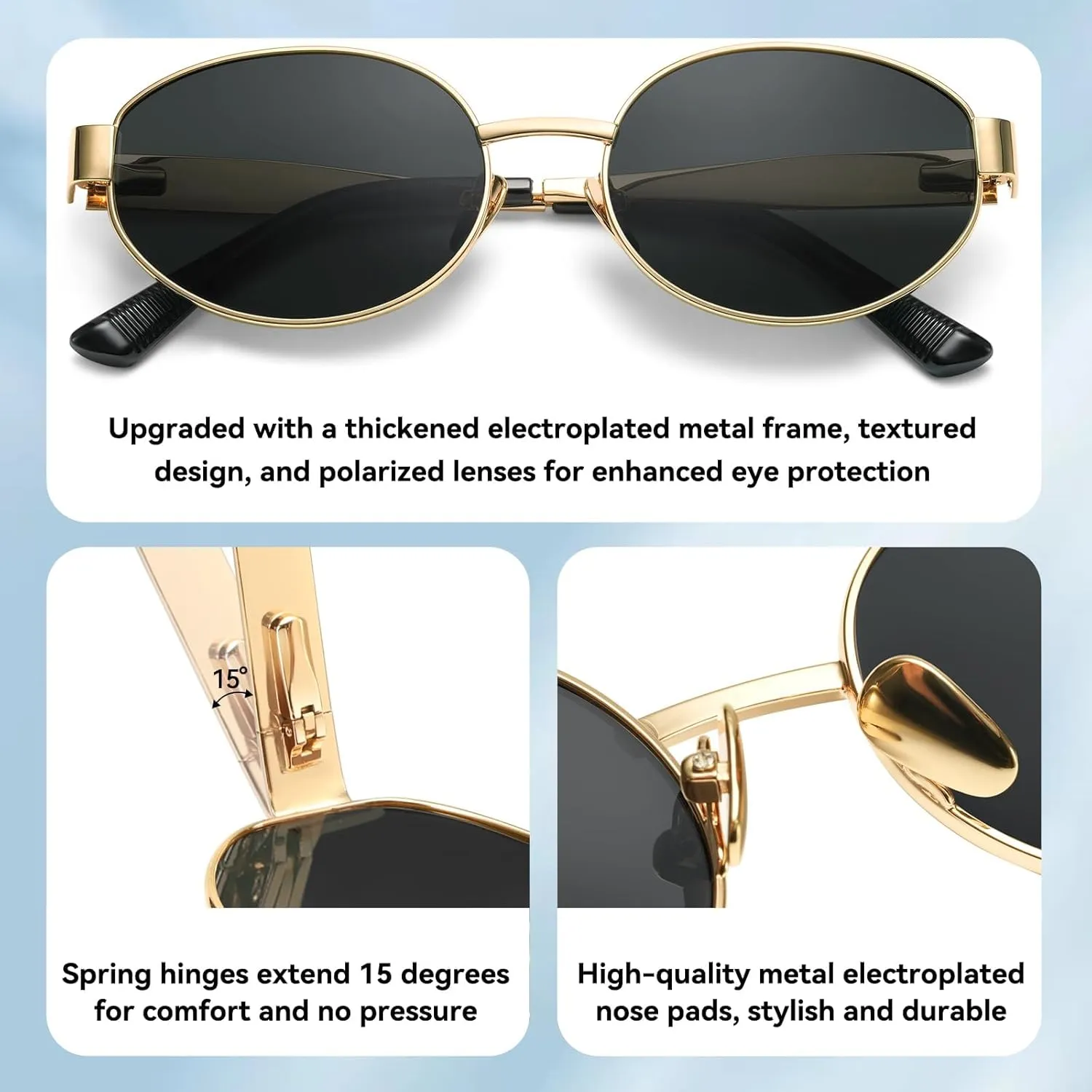 Dollger Oval Sunglasses for Women Vintage Metal Frame Glasses Anti Reflective Retro Eyeglasses Unisex