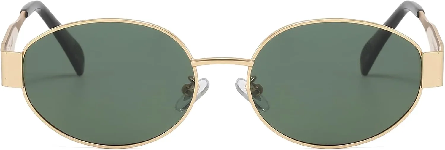 Dollger Oval Sunglasses for Women Vintage Metal Frame Glasses Anti Reflective Retro Eyeglasses Unisex
