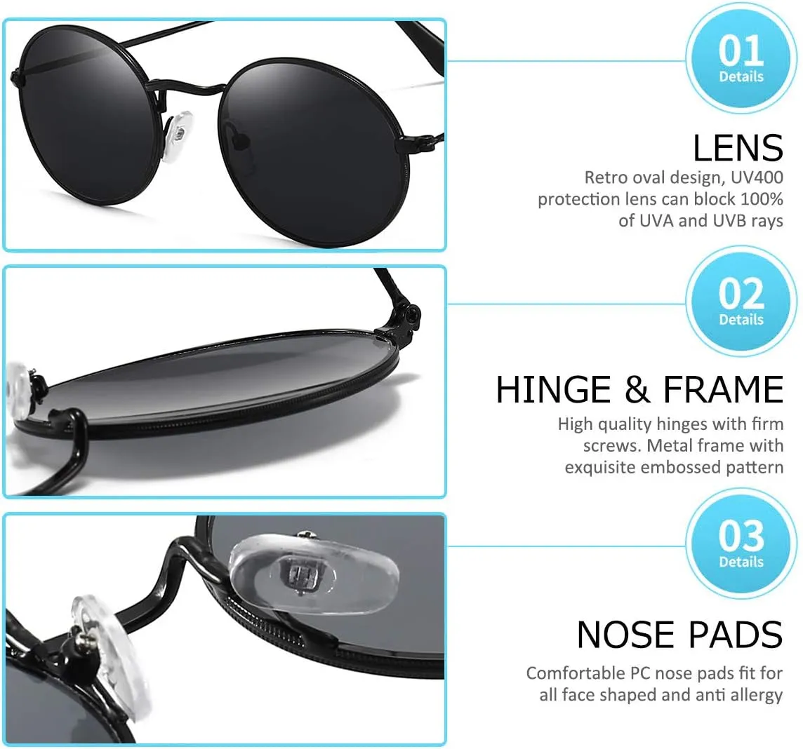 Dollger Oval Sunglasses for Women Vintage Metal Frame Glasses Anti Reflective Retro Eyeglasses Unisex