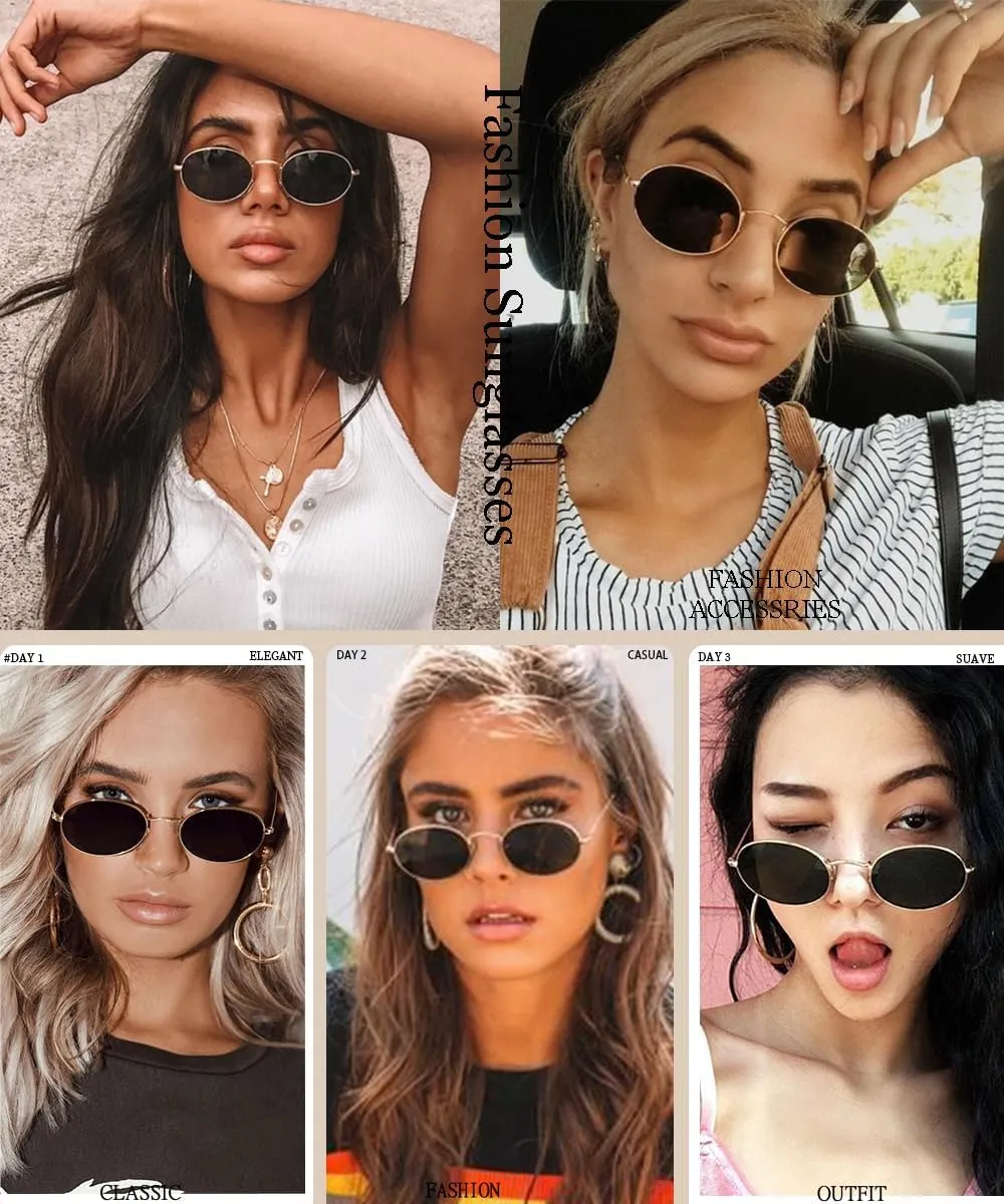 Dollger Oval Sunglasses for Women Vintage Metal Frame Glasses Anti Reflective Retro Eyeglasses Unisex