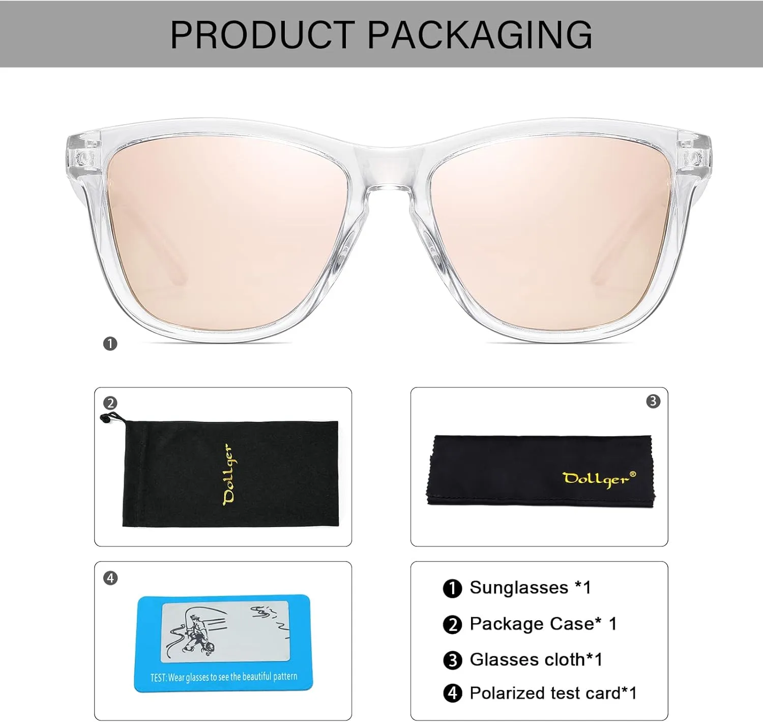 Dollger Polarized Sunglasses for Men Women Retro Classic UV400 Protection Sunglasses