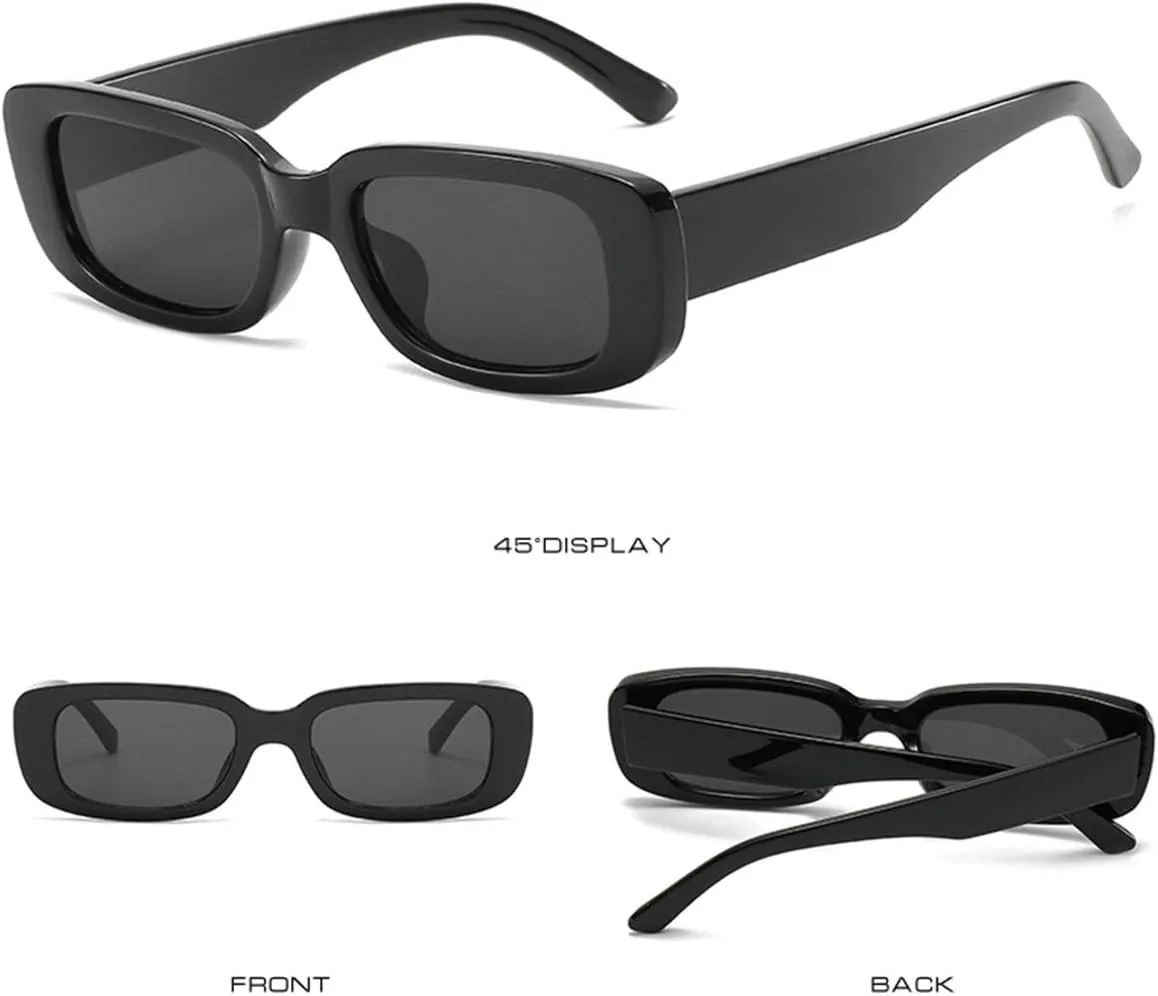 Dollger Rectangle Sunglasses for Women Men Trendy Retro Fashion Sunglasses UV 400 Protection Square Fram
