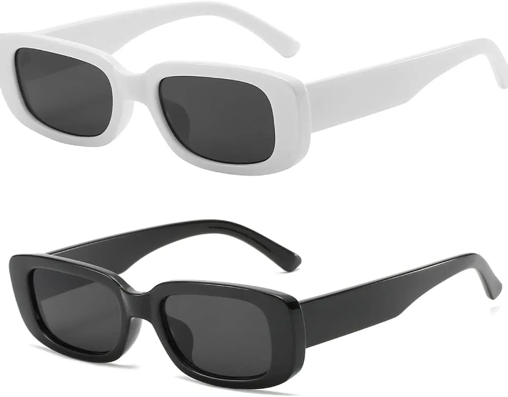 Dollger Rectangle Sunglasses for Women Men Trendy Retro Fashion Sunglasses UV 400 Protection Square Fram