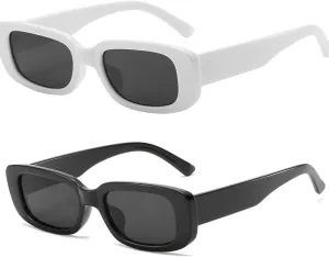 Dollger Rectangle Sunglasses for Women Men Trendy Retro Fashion Sunglasses UV 400 Protection Square Fram