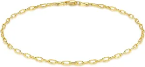 ERIN MARIE Gold Anklet for Women 14K Gold Ankle Bracelets Simple Beach Jewelry Anklets 2.5 mm Gifts for Women 9” 10” 11”