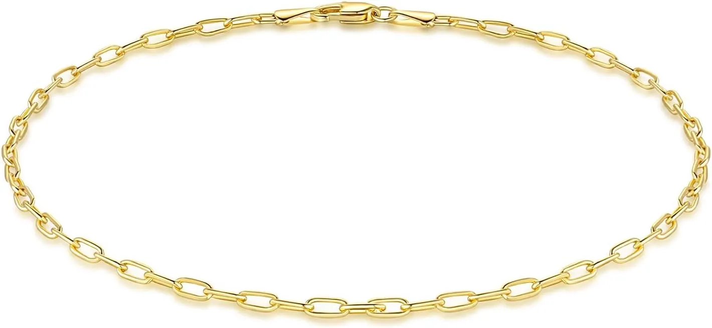 ERIN MARIE Gold Anklet for Women 14K Gold Ankle Bracelets Simple Beach Jewelry Anklets 2.5 mm Gifts for Women 9” 10” 11”