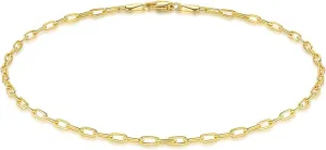 ERIN MARIE Gold Anklet for Women 14K Gold Ankle Bracelets Simple Beach Jewelry Anklets 2.5 mm Gifts for Women 9” 10” 11”