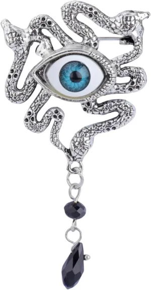 Evil Eye Brooch Pin for Women Men Gold Plated Fashion Crystal Vintage Tassel Brooch Snake Flip Collar Brooch Creative Dress Accessories Party Jewelry Gift Valentine's Day Wedding Father's Day