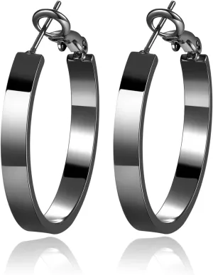 EXGOX Silver Hoop Earrings for Women - Sterling Silver & 14K Gold Plated - Hypoallergenic 925 Silver - Big Hoop Earrings (30/40/50/60/70mm)