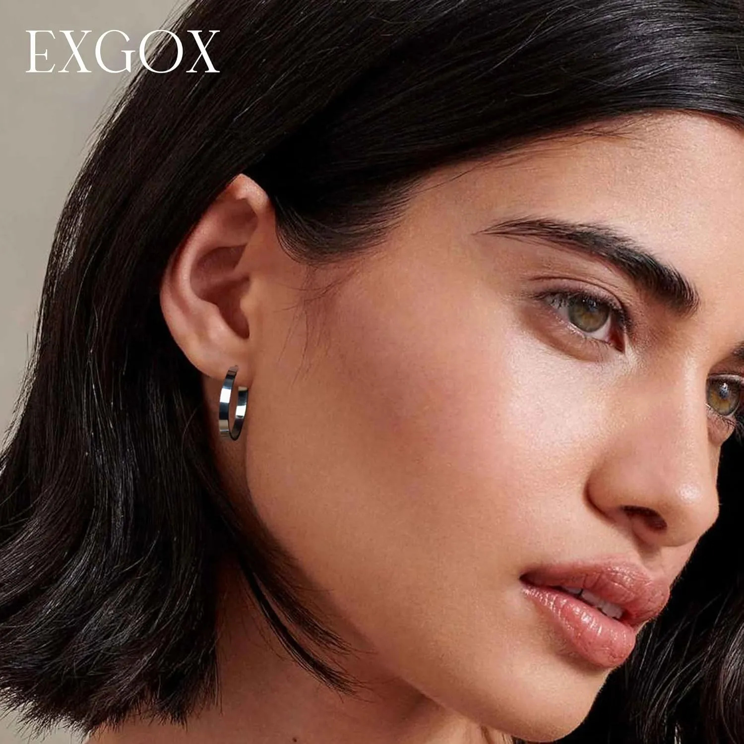 EXGOX Silver Hoop Earrings for Women - Sterling Silver & 14K Gold Plated - Hypoallergenic 925 Silver - Big Hoop Earrings (30/40/50/60/70mm)