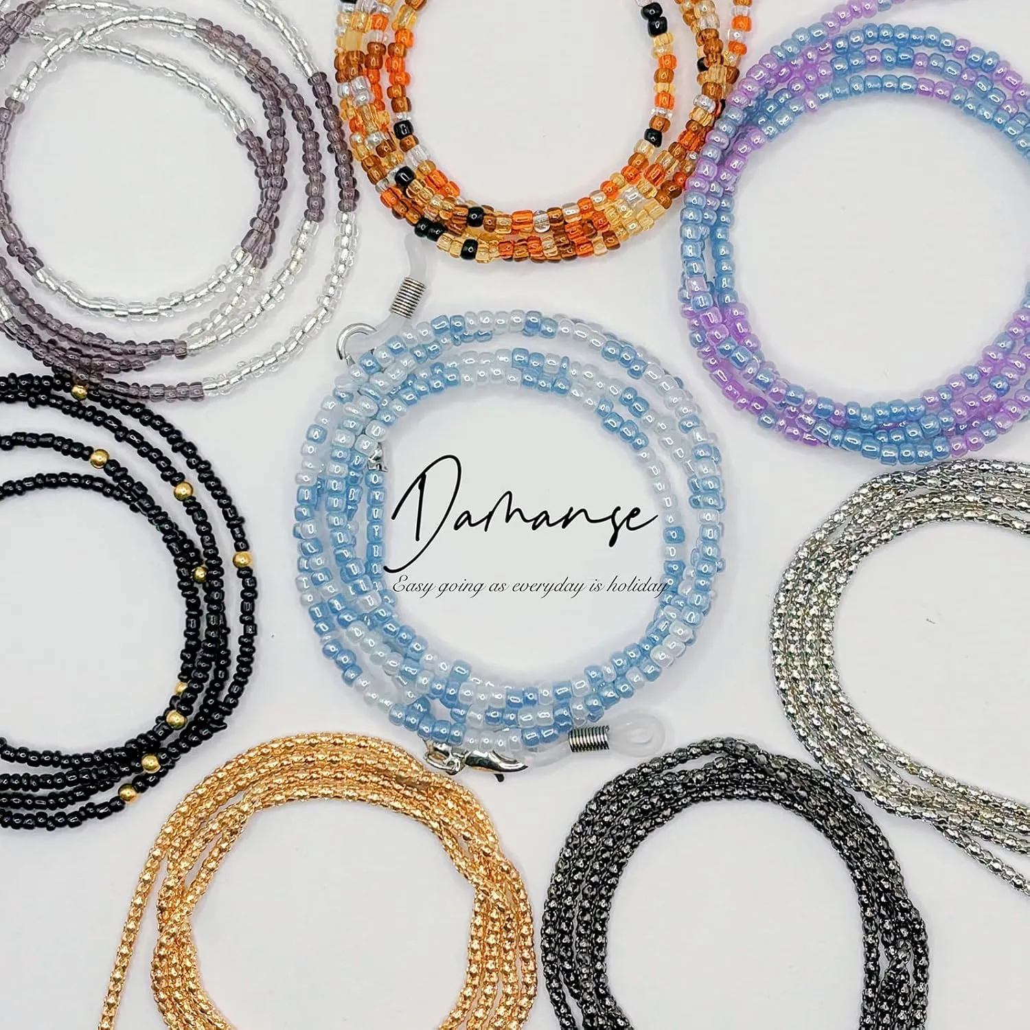 Eyeglass Chain,8 Pcs Beaded Eye Glasses Strap Holders around Neck For Women