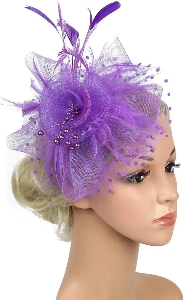 Fascinators Hat for Women Pearl Peacock Feather Hair Band Girls and Women Headband Headband Hat