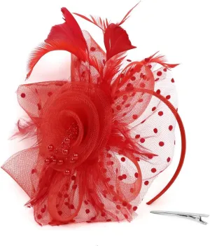 Fascinators Hat for Women Pearl Peacock Feather Hair Band Girls and Women Headband Headband Hat