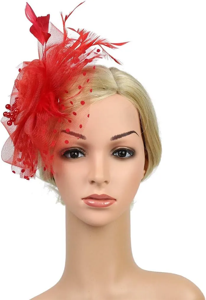 Fascinators Hat for Women Pearl Peacock Feather Hair Band Girls and Women Headband Headband Hat
