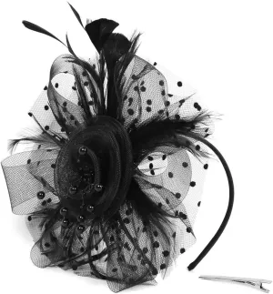 Fascinators Hat for Women Pearl Peacock Feather Hair Band Girls and Women Headband Headband Hat