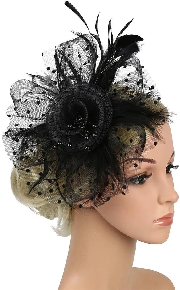 Fascinators Hat for Women Pearl Peacock Feather Hair Band Girls and Women Headband Headband Hat