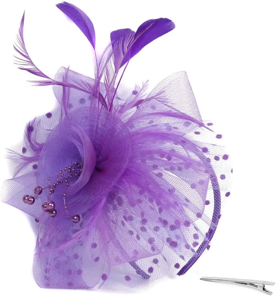 Fascinators Hat for Women Pearl Peacock Feather Hair Band Girls and Women Headband Headband Hat