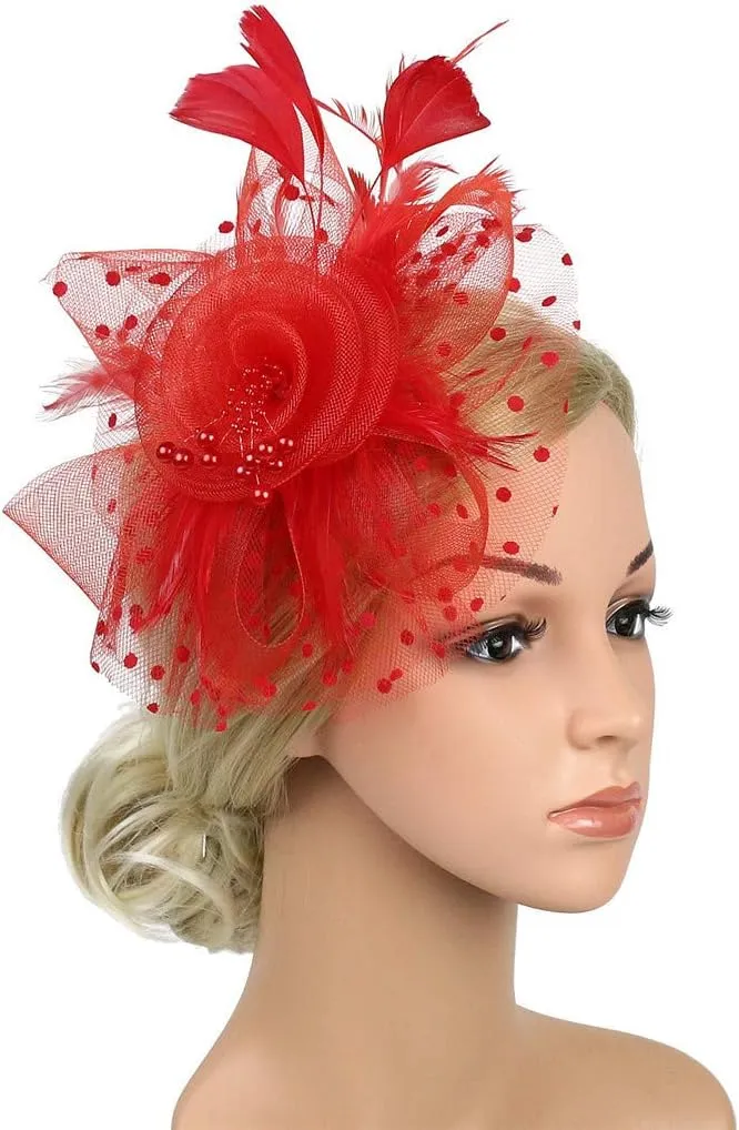 Fascinators Hat for Women Pearl Peacock Feather Hair Band Girls and Women Headband Headband Hat
