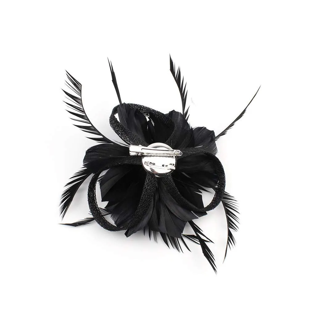 Fascinators Hat for Women Pearl Peacock Feather Hair Band Tea Party Net Veil Hat Clip Tea Party Headwear