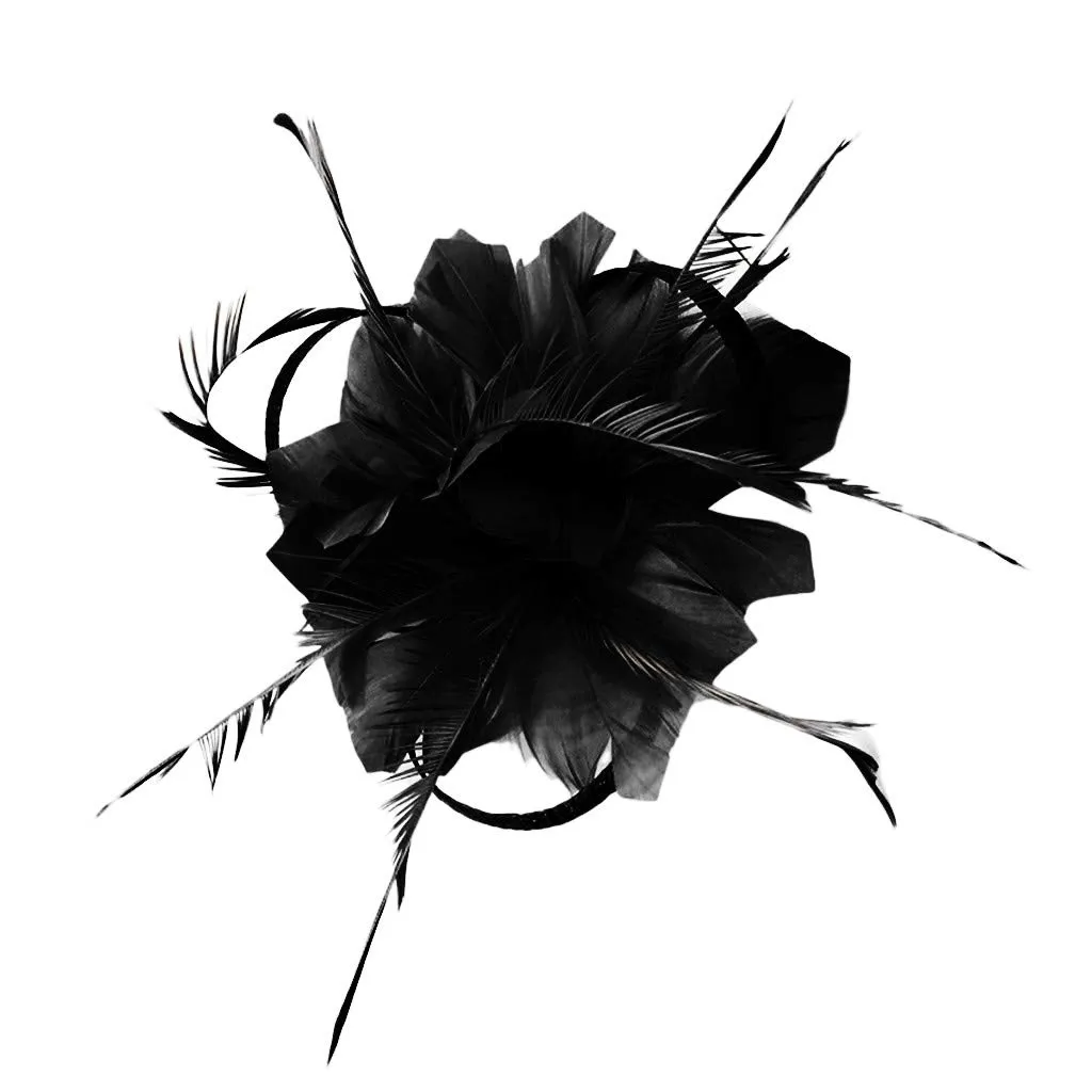Fascinators Hat for Women Pearl Peacock Feather Hair Band Tea Party Net Veil Hat Clip Tea Party Headwear