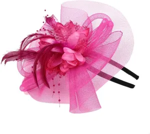Fascinators Hat Sinamay Flower Pearl Peacock Feather Hair Band Tea Party Net Veil Hat Headband Hat