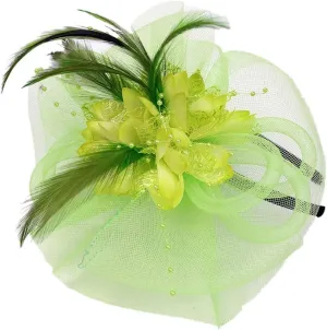 Fascinators Hat Sinamay Flower Pearl Peacock Feather Hair Band Tea Party Net Veil Hat Headband Hat