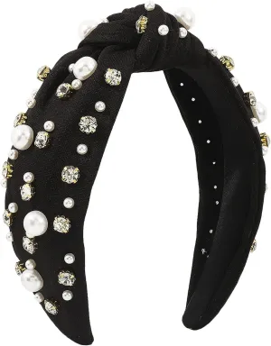 Fashion Headbands for Women Girls Headbands Vintage Headband Wide Top Knot Pearls Hair Hoops Headband Wraps for