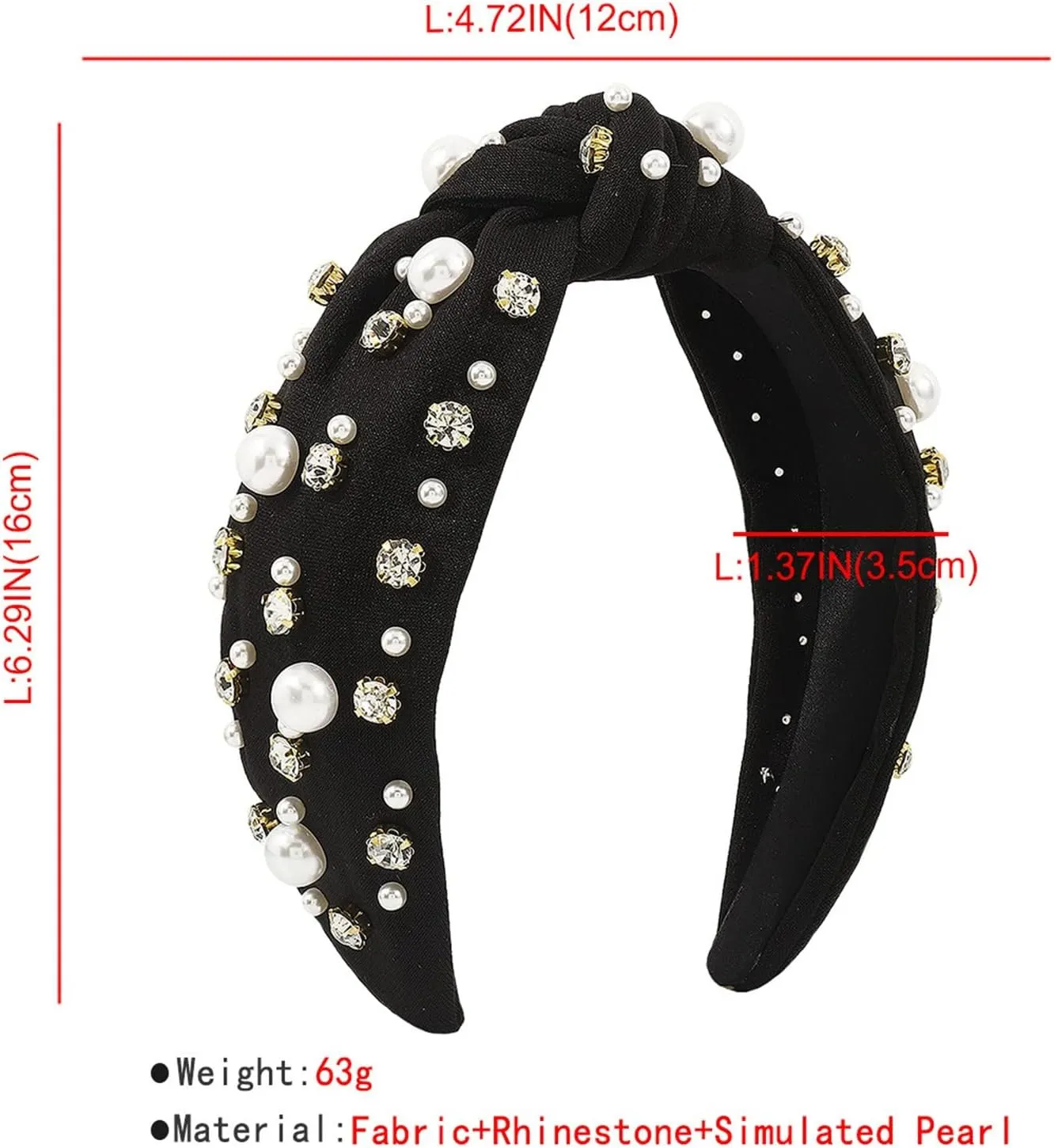 Fashion Headbands for Women Girls Headbands Vintage Headband Wide Top Knot Pearls Hair Hoops Headband Wraps for