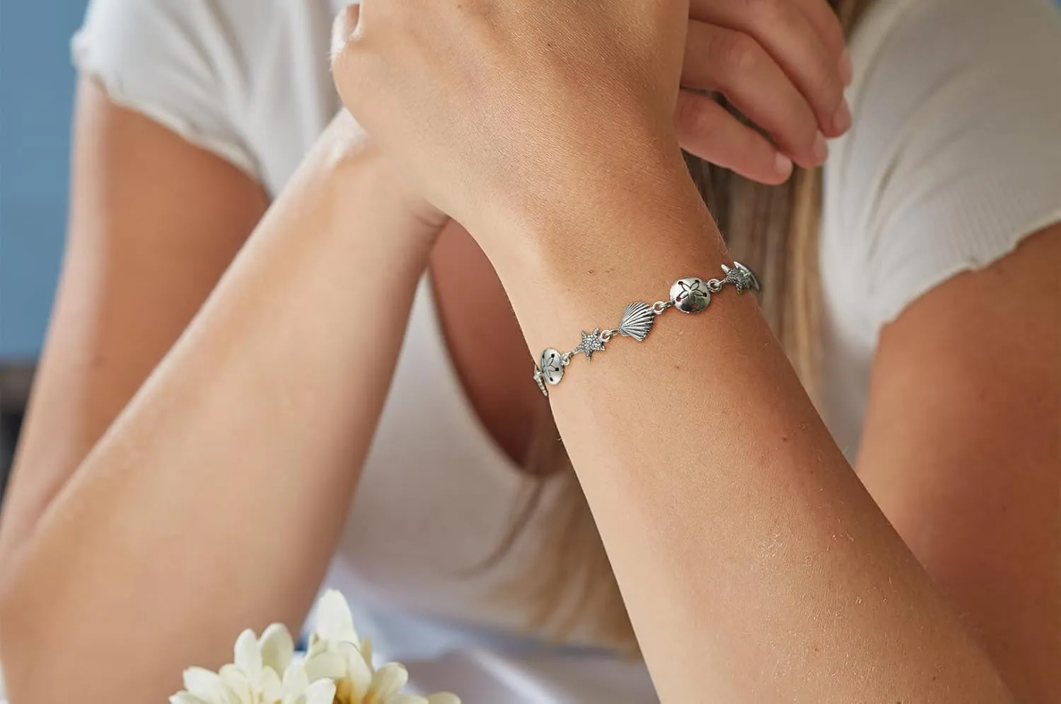 FashionJunkie4Life Sterling Silver and Stainless Steel Chain Link Charm Bracelets