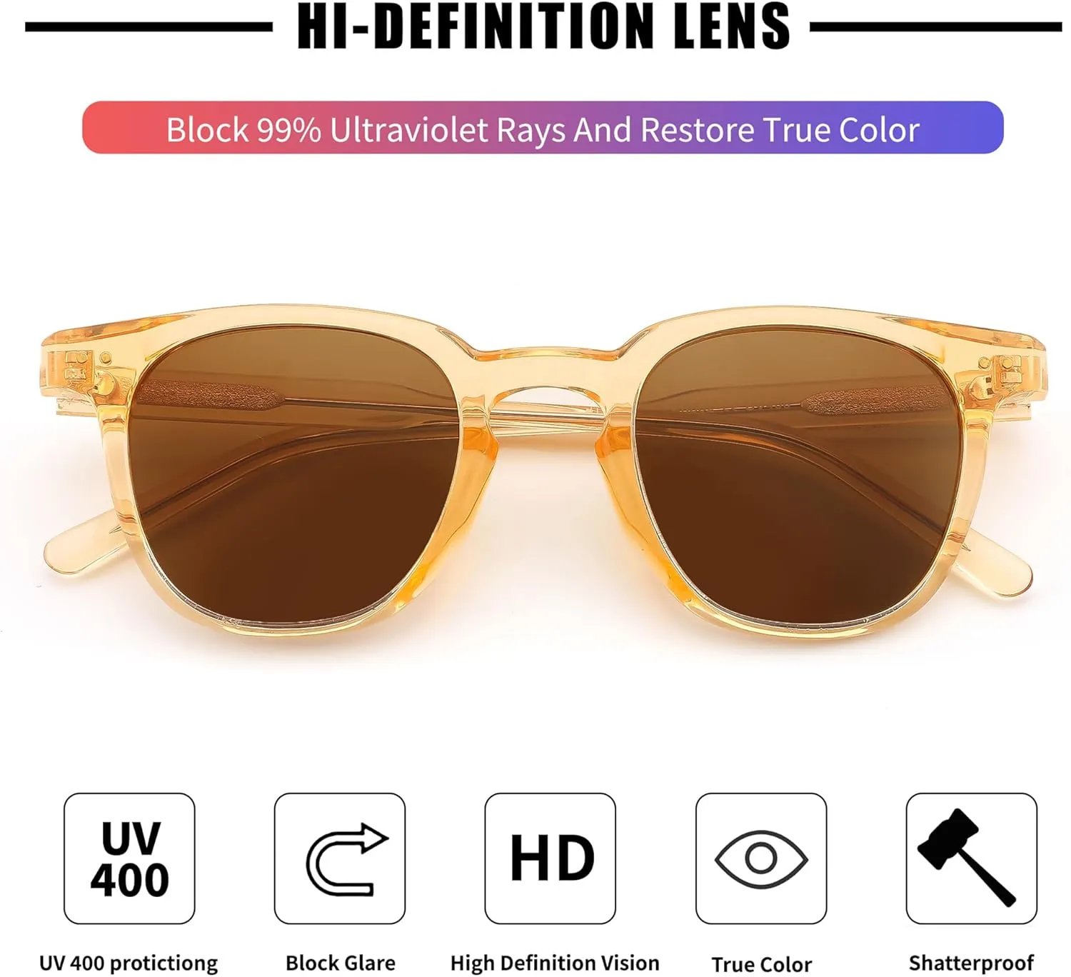 FEISEDY Classic Polarized Sunglasses Retro Round Sunglasses for Women Men Trendy Shades B0002